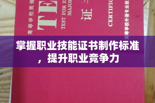 狮子山掌握职业技能证书制作标准，提升职业竞争力